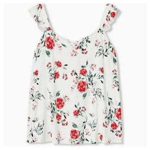 Torrid white super soft knits red floral lattice ruffle sleeve nwt sz 2X top